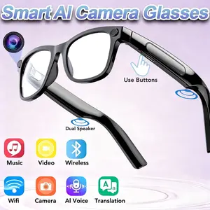 Smart AI Camera Glasses with 8MP Photochromic Lenses ,Button Touch Adjustment for Travel Outdoor Adventures Hands-Free Photography 160+Languages Real-Time Translation Bluetooth Wireless Wearable Video Recording UV Protection ,Black Friday & Cyber Monday