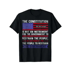 Patriotic American Constitution Graphic T-Shirt - Men's Comfortable Cotton Crew Neck Tee with "The Constitution is an Instrument" Design, Smooth Texture, Casual Summer Wear for Outdoor & Everyday Use