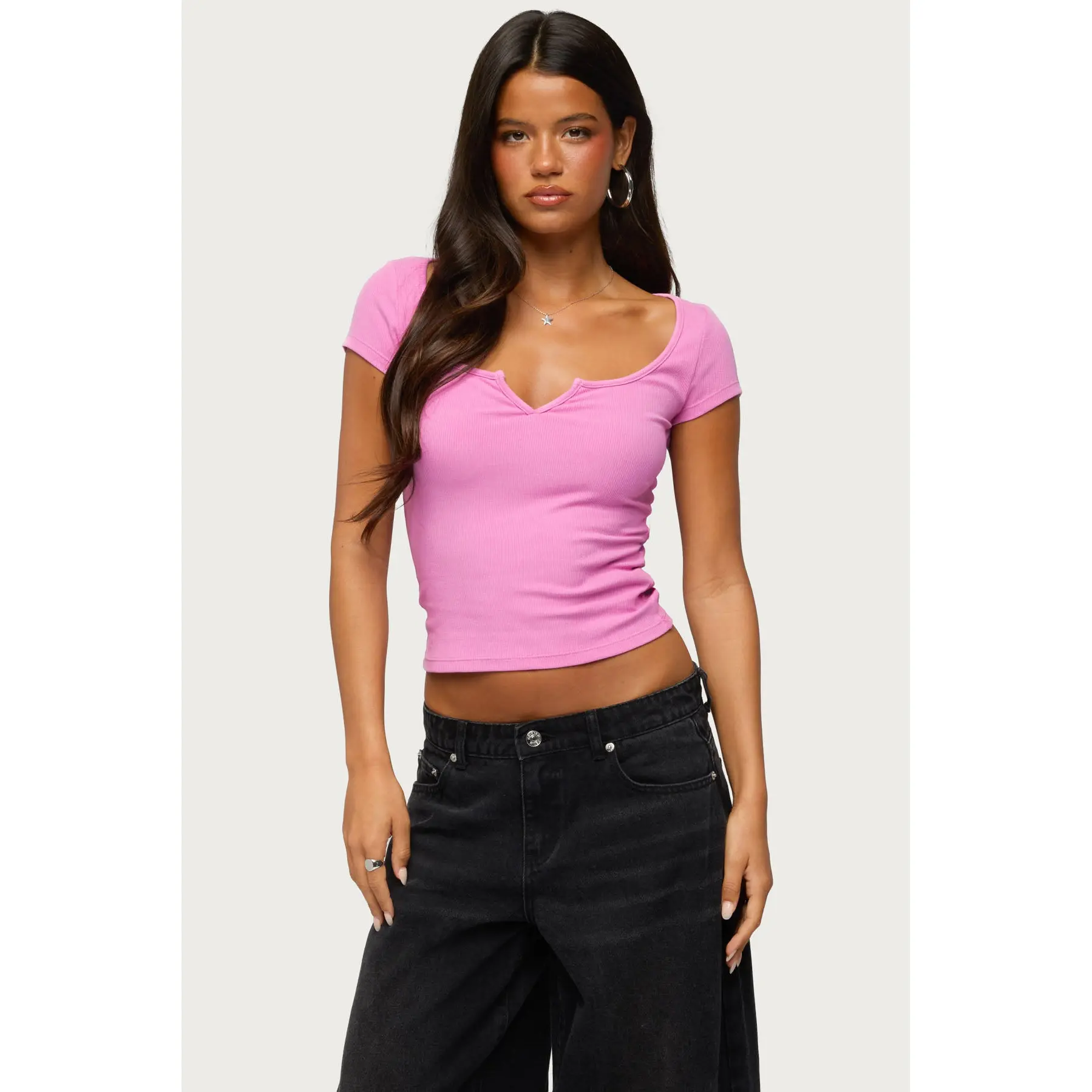 Jeanna Notch Scoop Neck T Shirt