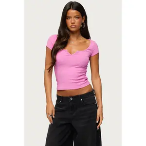 Jeanna Notch Scoop Neck T Shirt