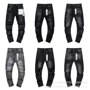 New Jeans Direct Spot American High Street Black Blue Ripped Hip Hop Streetwear Stylish