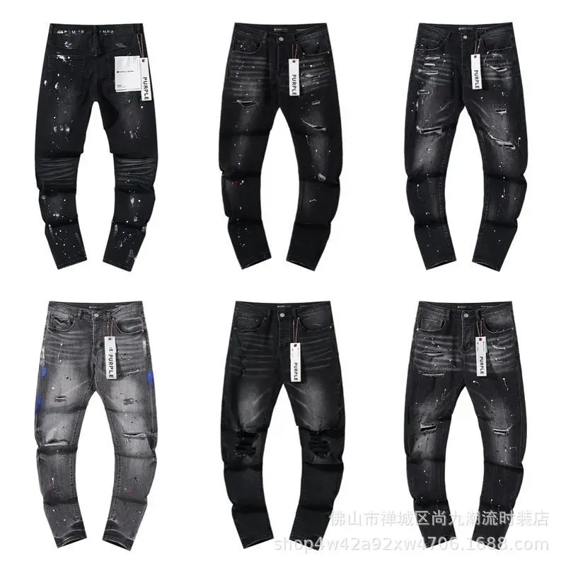 New Jeans Direct Spot American High Street Black Blue Ripped Hip Hop Streetwear Stylish