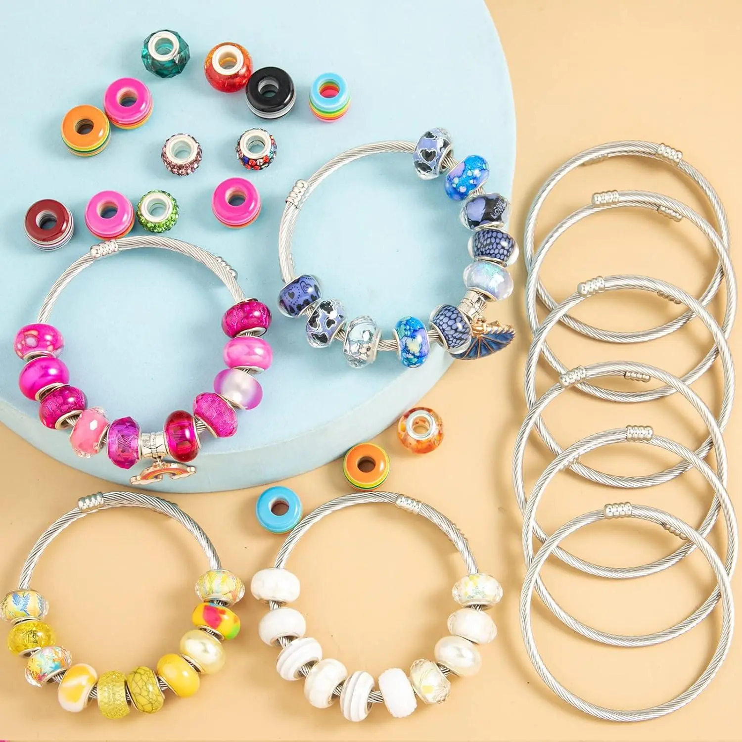 ZYEHXED 20Pcs Snake Charm Bracelet Expandable Elastic Bangle Bracelets Stainless Steel Silver Snake Bracelet For Women Diy Jewelry Making Supplies ZYEHXED 20Pcs Snake Charm Bracelet Expandable Elastic Bangle Bracelets Stainless Steel Silver Snake Bracelet For Women Diy Jewelry Making Supplies