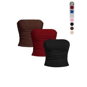 Women's Solid Color Tube  Top, Casual Sleeveless Top for Summer, Ladies Clothes for Daily Wear(Sheets)