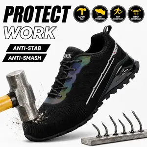 SKOKOD Men’s Steel Toe Work Shoes - Lightweight Puncture-Resistant Safety Sneakers, Breathable, Slip-Resistant Wide Fit, Durable, Comfortable Casual Non Slip Shoes for Work for Construction Workers (All Seasons)