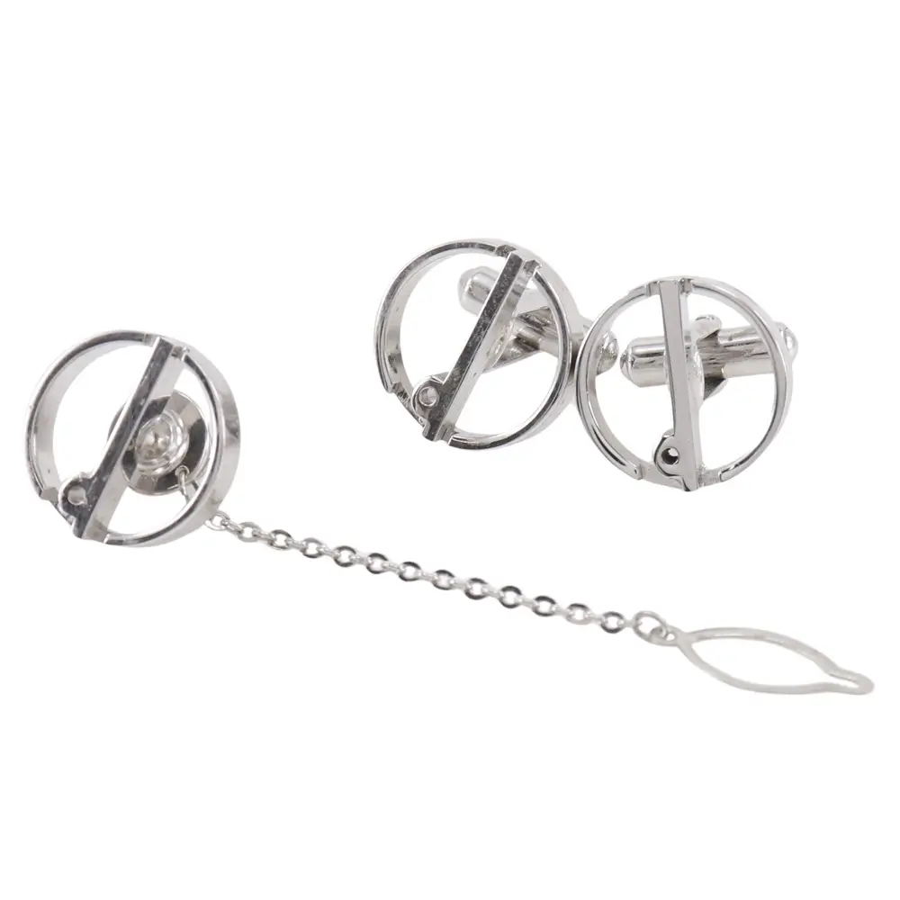 Pre-owned Dunhill Others Small Leather Goods d Logo Cufflinks Tie Tack Set Metal Accessory Set