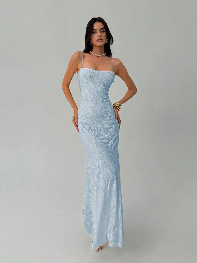 long evening dress with long lace sleeves Long Sleeve Lace Floral Formal Dress by LaDivine CD233