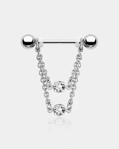 2PCS Double Chain Nipple Rings