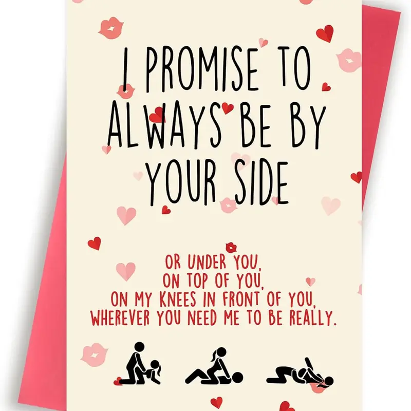Funny Couple Greeting Card, Playful Message Love Gift for Boyfriend (8x5.3 in) - 100% Satisfaction Guarantee, DIY by Yourself, Cute Anniversary/Birthday Card for Partner with "I Promise to Always Be by Your Side"