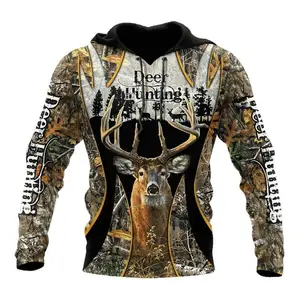 Men'S Fashion Hunting Loose Hoodie Large 3D Printed Animal Deer Super Large Hoodie Fashion Enthusiast