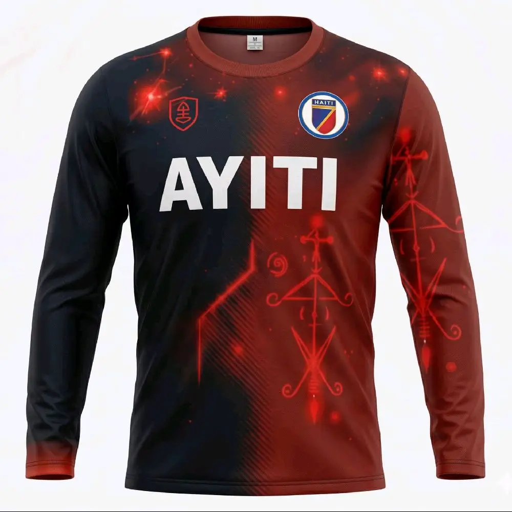 elevate your game with Zaka Athletic Wear - Haiti Ayiti Jersey with black Red , Black Design