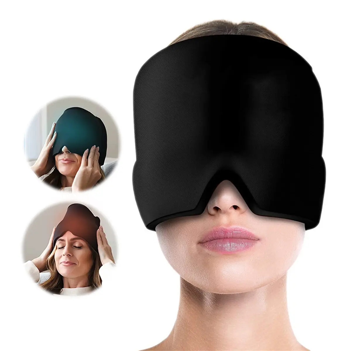 Migraine Relief Cap, Reusable Cooling Gel Head Wrap Ice Pack Mask, Cold Compress Head Hat for Headache, Tension, Sinus Pressure, Puffy Eyes & Relaxation