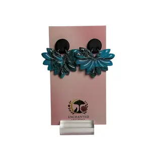 Enchanted Teal Petal Polymer Clay Dangles