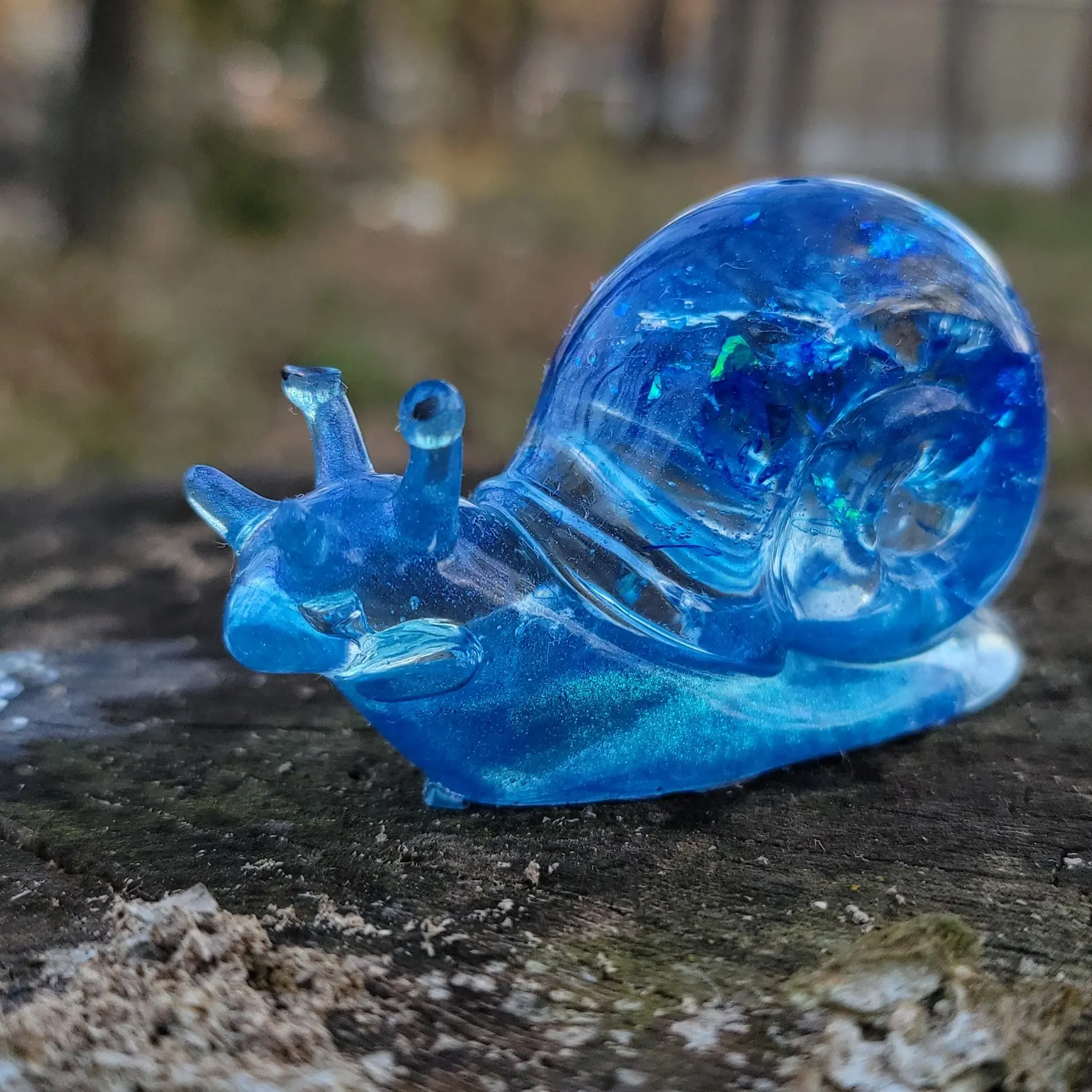 Cute blue resin snail
