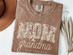 Comfort Colors Grandma And Mom I Rock Them Both Shirt, Floral Mom & Grandma Shirt, Mother's Day Gift, Grandmother Graphic Tees, Wildflower Women Shirt - DarkFlex