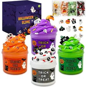 Halloween Goodie Treat Bag Stuffers for Kids 8 PCS, Halloween Slime Kit with Add ins for Toddler,Mini Birthday Party Favor Supplies Classroom Prize Boo Spooky Trick or Treat Basket Bucket Pinata Items