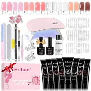 Erlbao Professional Poly Gel Nail Kit,On Nails， 1 Set 8-Color Poly Nail Gel Set with UV Lamp for Nail Extensions, Beginner-Friendly Gift Set for Wome