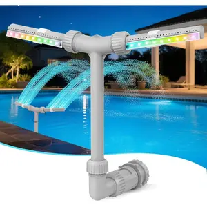 Pool Fountain with Lights |   Solar Pool Fountain for Above Ground & Inground Pools,Solar Lights with Remote, Adjustable Sprinkler for Relaxation & Cooling 6-15 Degrees