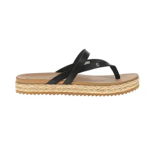 Reef Womens Vista Carmen Espadrille Platform Flip Flops Casual Sandals Casual Low Heel 1-2" - Black