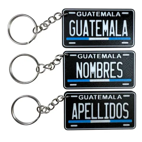 GUATEMALA Llavero de Plastico Personalizado Estilo Mini Placa 3D | Custom Names Keychain GUATEMALAN Mini License Plate Design | Llaveros Personalizados de Plastico PLA Plastic Keychains Chapin Chapines