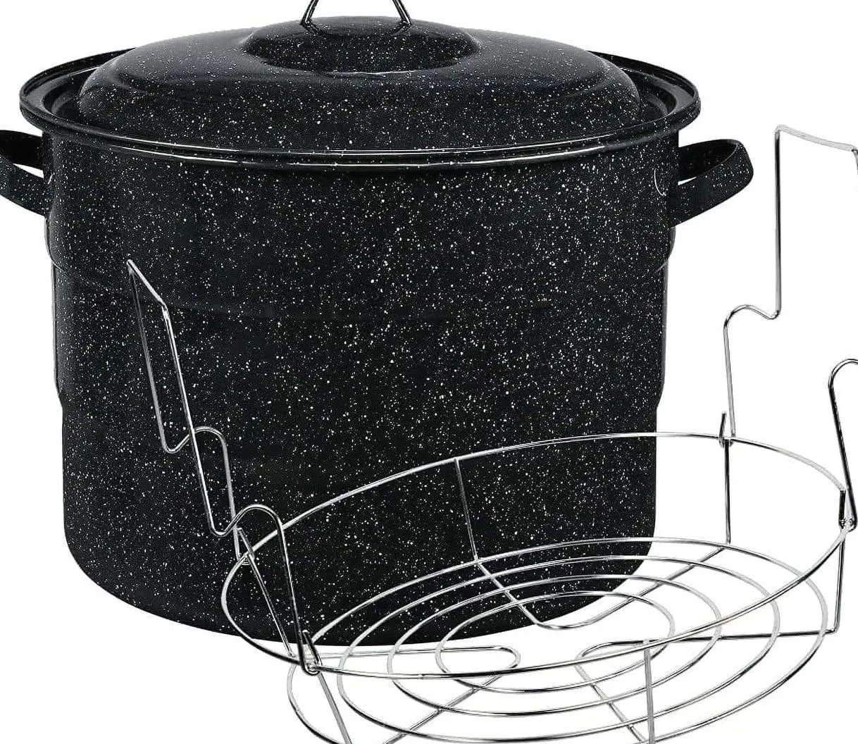 Granite Ware 21.5 Quart Water Bath Canner with Rack Enamel Canning Pot for Jam Salsa Pickles Home Preserving Cookware