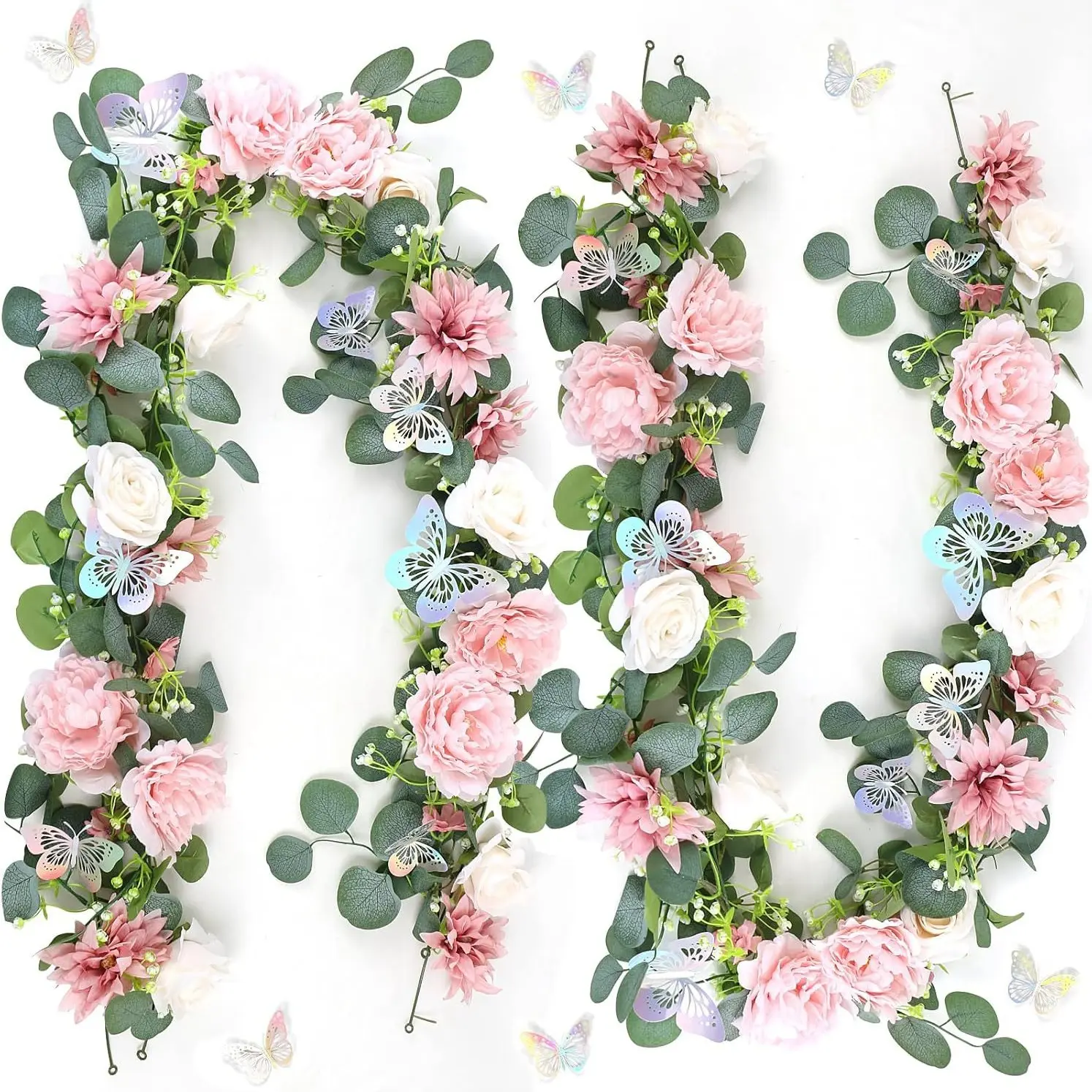2pcs 1.8m Realistic Plastic Fake Vine Flowers, Plastic Faux Flowers, Artificial Flower Decoration, Wedding Arch Home Wall Decor, Indoor Outdoor Use, No Maintenance, Holiday Decoration
