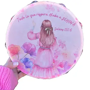 (Psalms 150:6) Tambourine Synthetic Leather with Non-Slip Grip & Metal Cymbals for Pleasant Sounds