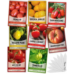 Tomato Seed Assortment 8 Variety Pack Tomatoes Seeds For Planting in Home Garden Indoors and Outdoors - Cherry, Roma, Beefsteak, Plum Tomatoes