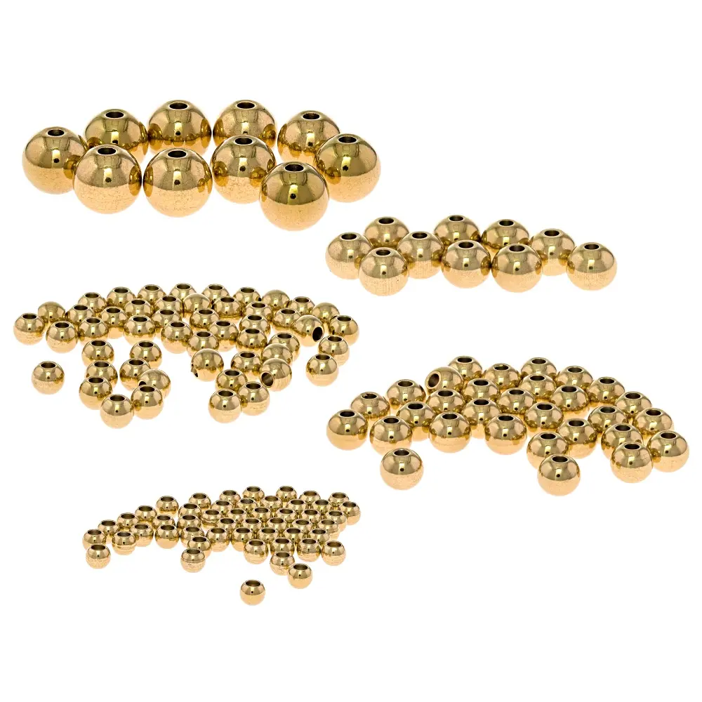 JTV 18K Gold over Stainless Steel Round Bead in Assorted Sizes