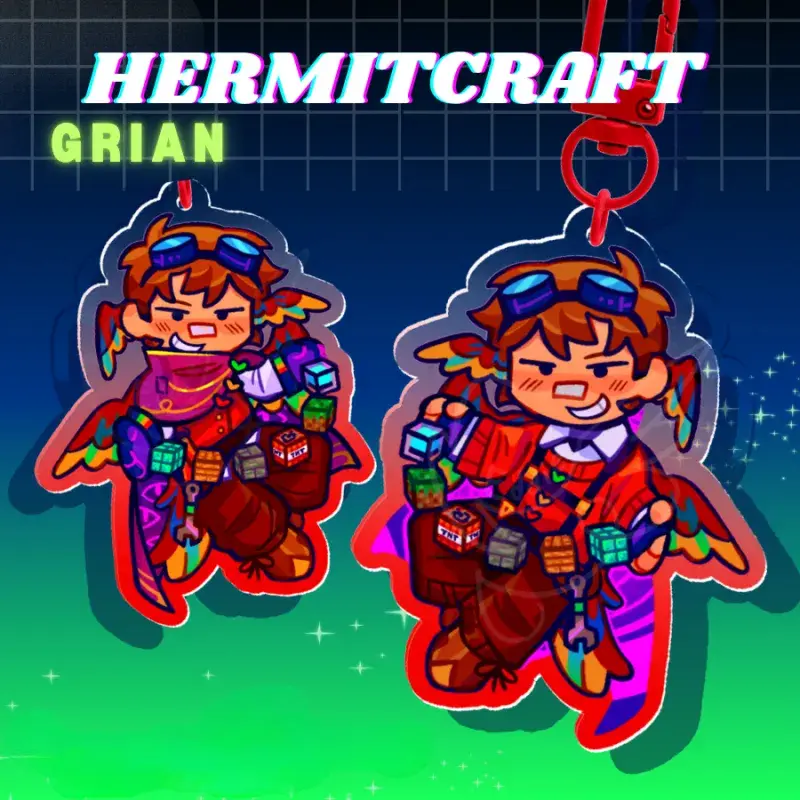 Grian Hermitcraft Acrylic Keychains, Cute Keychains for Bags and Keys, Perfect for Personal Style, Collecting and Gifting