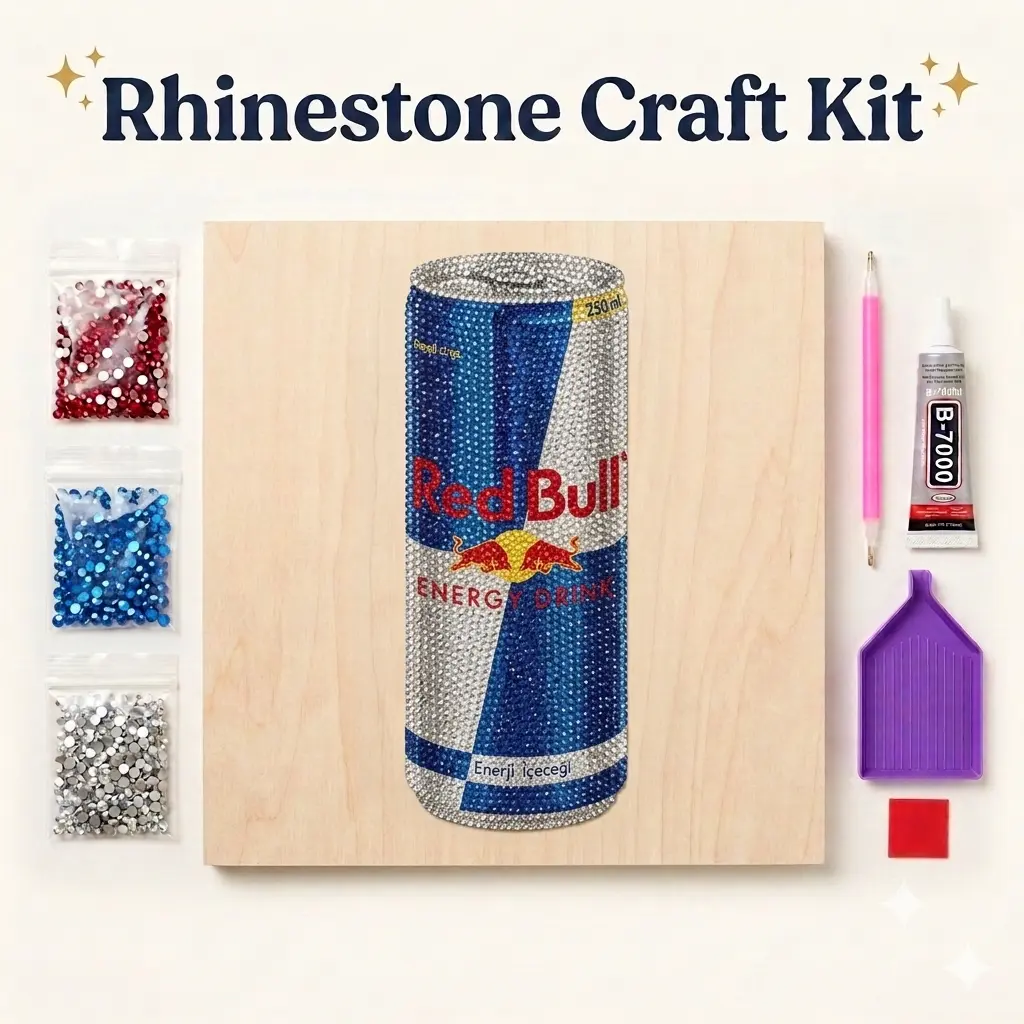 Blue & Silver Energy Can Rhinestone Art Kit – Sparkling Diamond Painting Craft