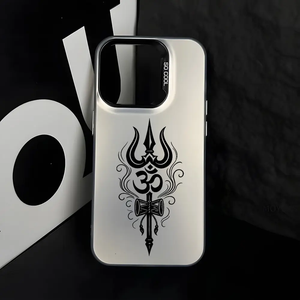 Hindu Trident Om Symbol Tattoo Pattern Tpu Anti-Drop Case for iPhone 6/7/8/x/XS/XR/XS Max/11/12/13/14/15/16 Pro Max