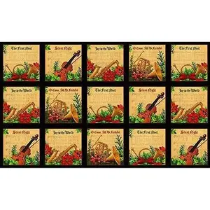 Musical Christmas Black 23 x 43in Panel by Elizabeths Studio Sold By the Panel