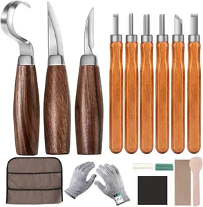Wood Carving Tools Set, Wood Carving Hand Tools Kit with Hook Carving Knife Whittling