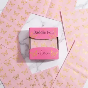 Baddie Foil Butterfly Foils - Pink with Gold Foil Design - Perfect for Hairstylist - High-Quality Foil Sheets