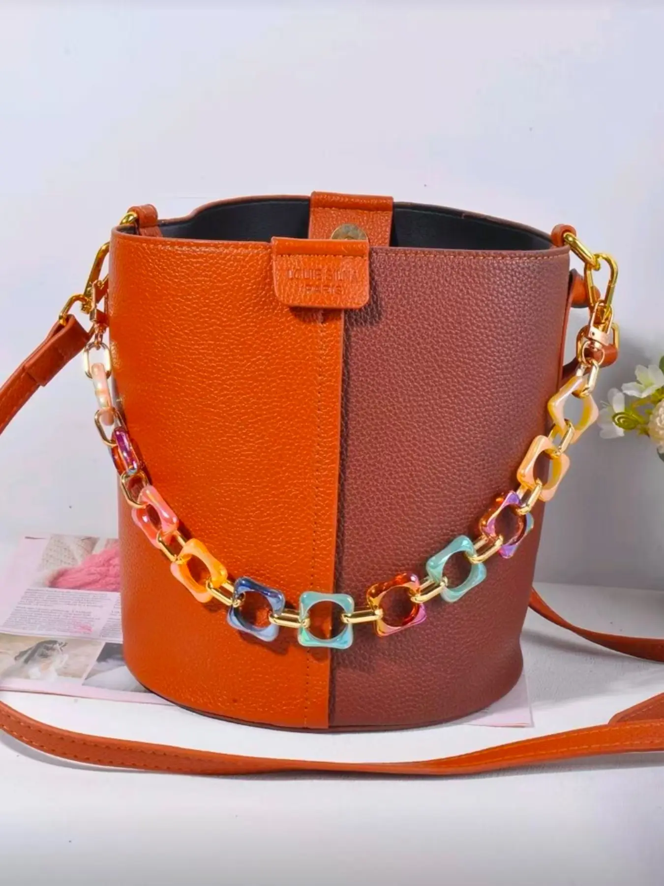 Acrylic Shell Pattern Handbag Strap With Chain, Elegant Chain Strap, Fashion Chain Strap, Portable Design, Ideal for Everyday Use & Special Occasions, Durable Material, Perfect Accessory, Bag Accessories