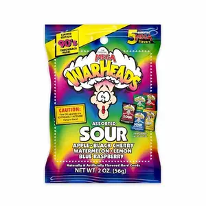 WARHEADS - Extreme Sour Hard Candy - Assorted Flavors - Sour Apple, Black Cherry, Blue Raspberry, Lemon & Watermelon Flavors - 2 oz. Bag