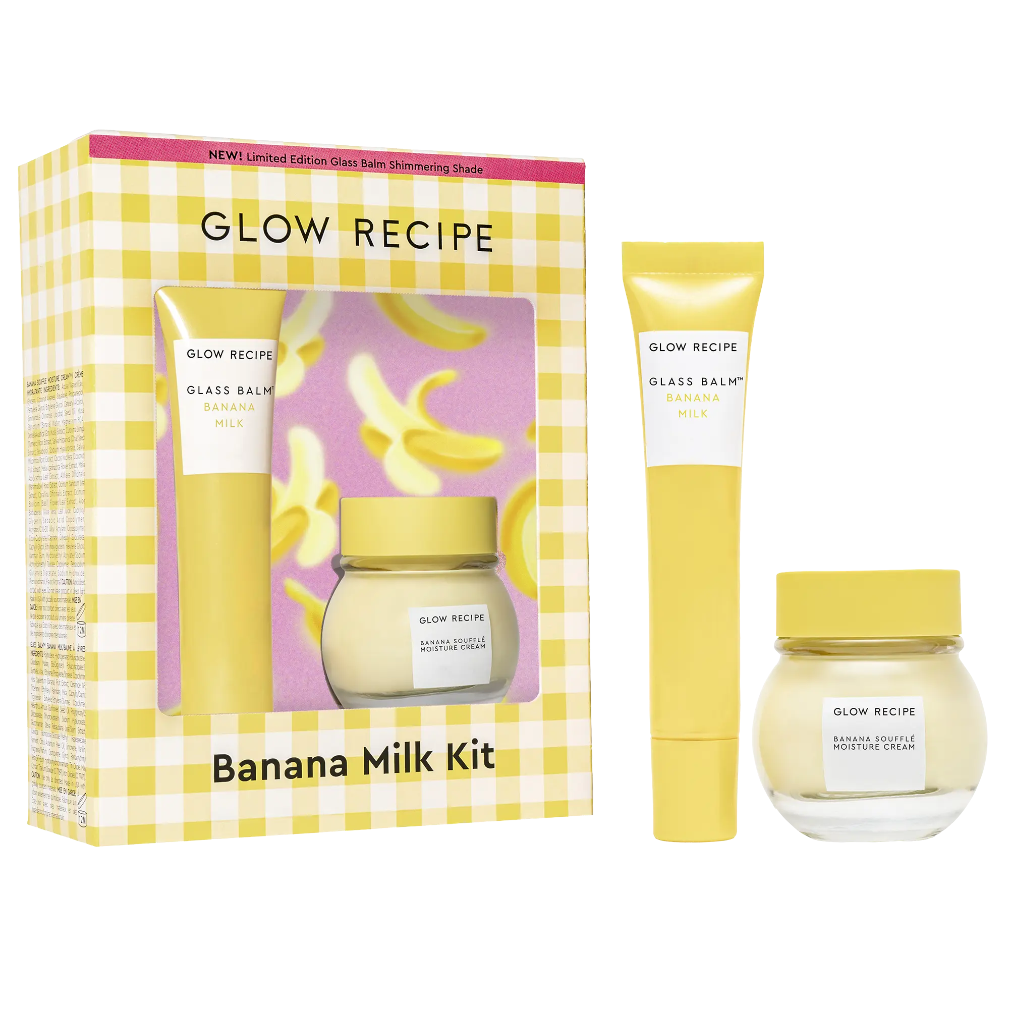 Glow Recipe Korean Banana Milk Skincare Kit - Women's 2-Piece Limited Edition Vegan Moisture Korean Skin Care Gift Set for Self-Care