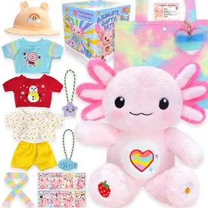 Animal toy Cute Axolotl Plush Dress-Up Set, 13-Inch axolotl  stuffy Stuffed Toy with 12 Clothes & Accessories, cute doll gift