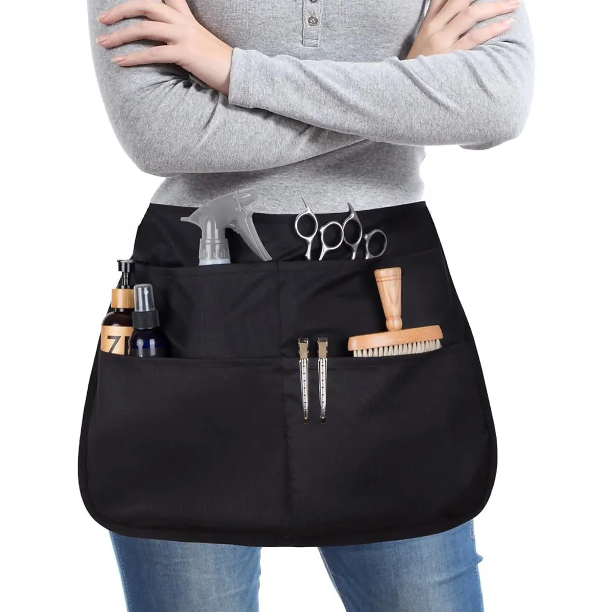 Professional Barber Apron Half Waist Polyester Tool Storage Bag, Tool Pockets, Tool Pouch, Ideal Choice for Hairdressers and Makeup Artists, Essential Beauty Accessories