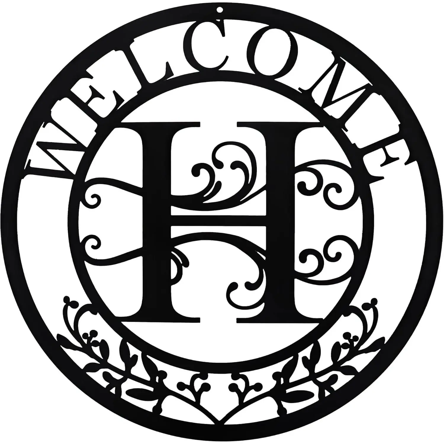 Metal Designs Monogram, Capital Letter H Wall Art, Custom Initial Sign Outdoors, Personalized Name Sign, Black Wall Decor, Welcome Plaque for Door Dining Room Bar Party Birthday Wedding