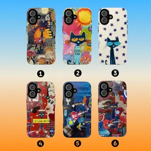 Petee the Cat Tough Phone Case Trendy Artistic Cool Cat Designs Compatible with iPhone X, 11, 12, 13, 14, 15, 16, 17 & Samsung