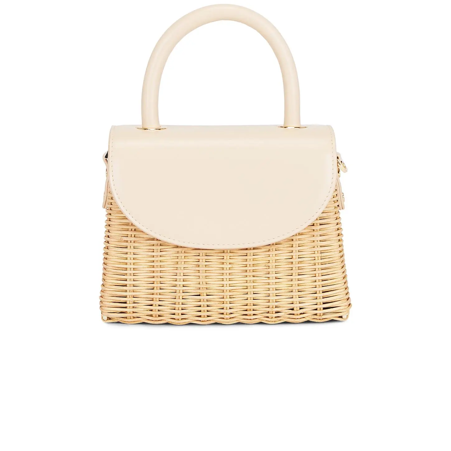 olga berg Elle Wicker Top Handle Bag in Natural