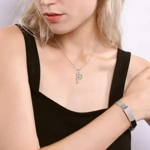 FindChic D Initial Letter Necklace with Dolphin Golden Pendant Necklace For Women Men