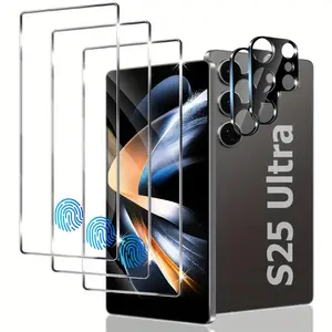 Tempered Glass Screen Protector & Lens Protector, 5 Counts HD Screen Protector & Lens Protector, Phone Accessories for Samsung Galaxy S25 Ultra, Protective Cover with Fingerprint, Cellphone Smartphone Protection, Shockproof Protector