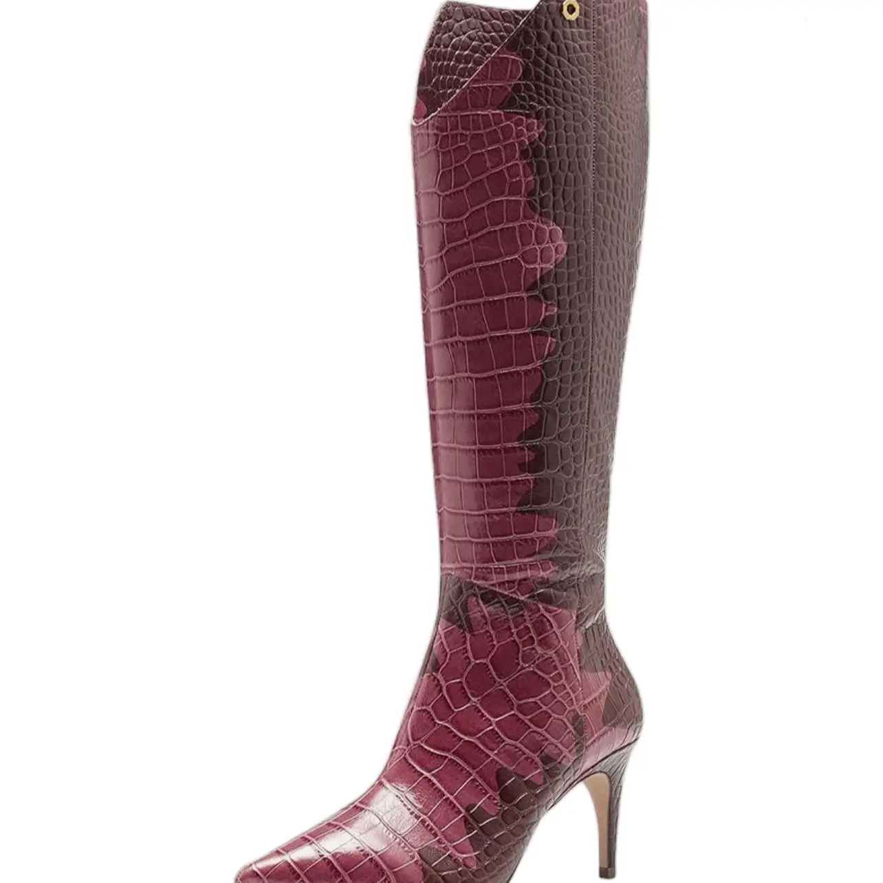 Louise et Cie Kamil Leather Pointed Toe Snake Boots in Flame Red - Size 7