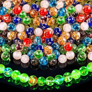 108 count Luminous Glass Beads Bulk Glow in The Dark 8mm Firefly Glow Loose Spacer Ball Beads for  Making DIY Craft Bracelet Earring (Multicolor)