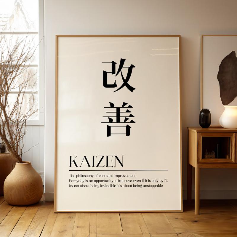 Kaizen Poster, Kaizen Minimalist Japanese Wall Art Quote Print Painting, Kaizen Japanese Quote Poster