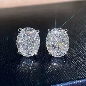 1 Pair Women's Elegant Stud Earrings - Simple Oval Design, Synthetic Cubic Zirconia, Copper with Nickel Free Plating - All-Season Jewelry |   Colorful Zirconia Embellished |   Leisure Style
