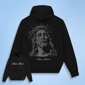 Hastamuerte : Jesus Rhinestone HW Hoodie - RP F/B